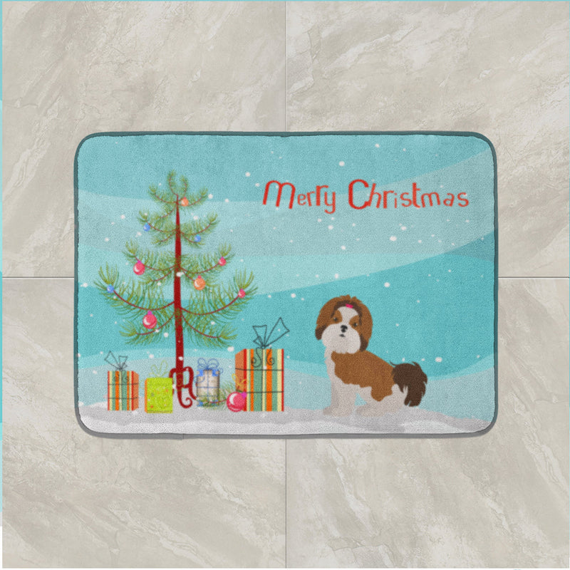 Imperial Shih Tzu Christmas Tree Machine Washable Memory Foam Mat CK3459RUG