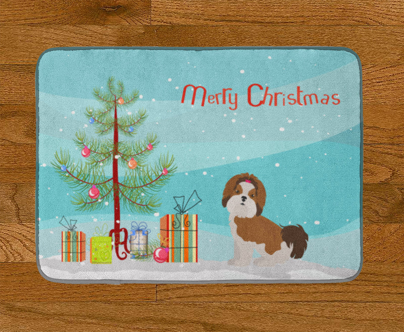 Imperial Shih Tzu Christmas Tree Machine Washable Memory Foam Mat CK3459RUG