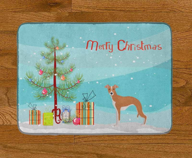 Italian Greyhound Christmas Tree Machine Washable Memory Foam Mat CK3460RUG