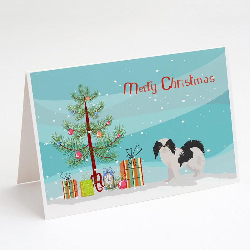 Japanese Chin Christmas Tree Greeting Cards and Envelopes Pack of 8