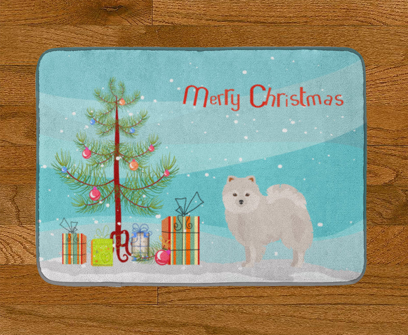 Japanese Spitz Christmas Tree Machine Washable Memory Foam Mat CK3463RUG