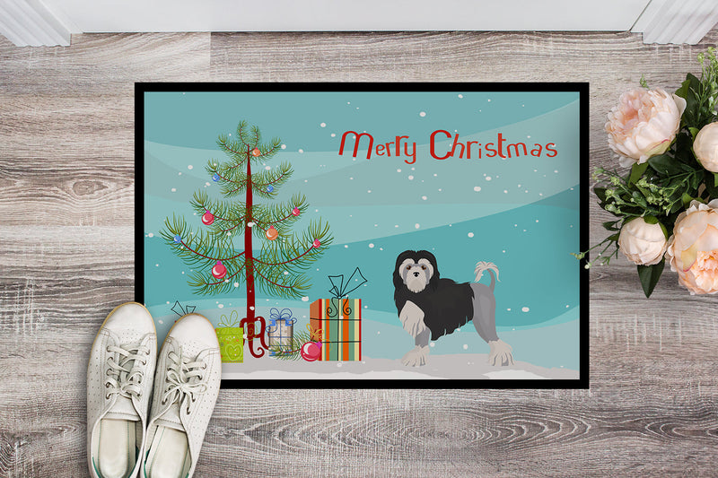 Löwchen or Little Lion Dog Christmas Tree Doormat - 18x27 Decorative Floor Mat – Indoor/Outdoor Rug with Artistic Flair CK3470MAT