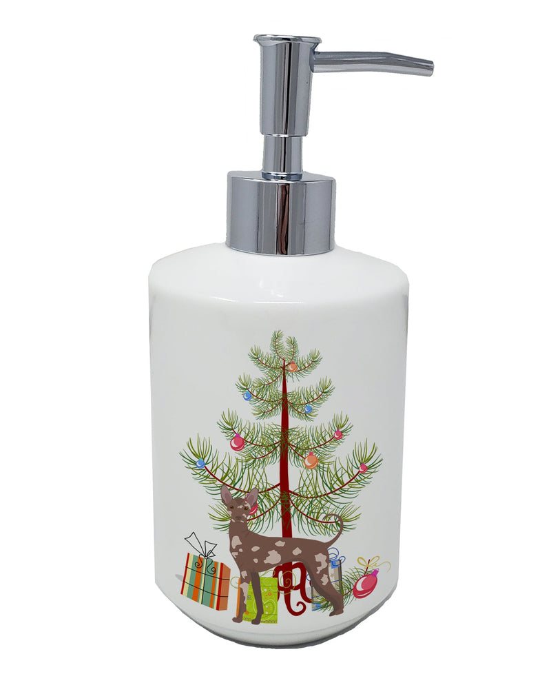 Mexican Hairless Dog Christmas Tree Ceramic Soap Dispenser