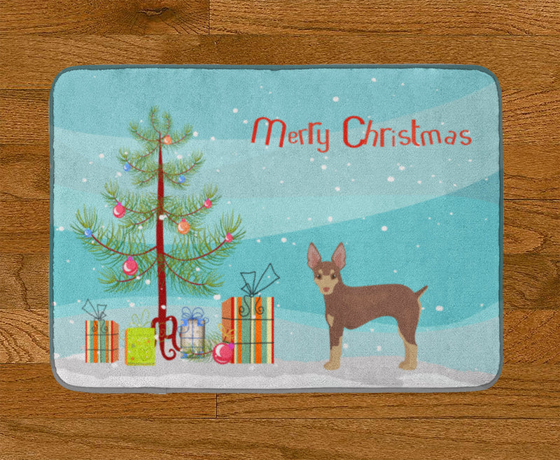 Miniature Fox Terrier Christmas Tree Machine Washable Memory Foam Mat CK3474RUG