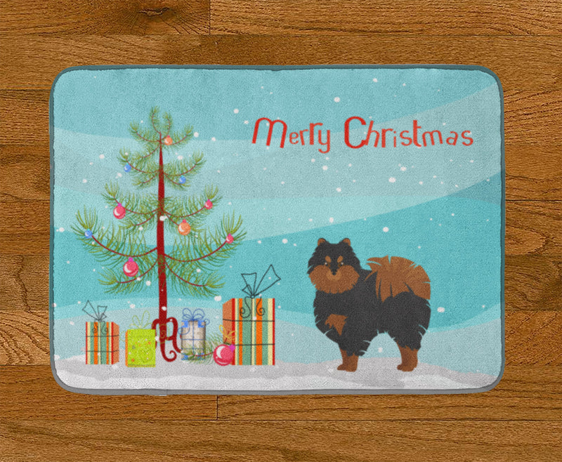 Pomeranian Christmas Tree Machine Washable Memory Foam Mat CK3477RUG