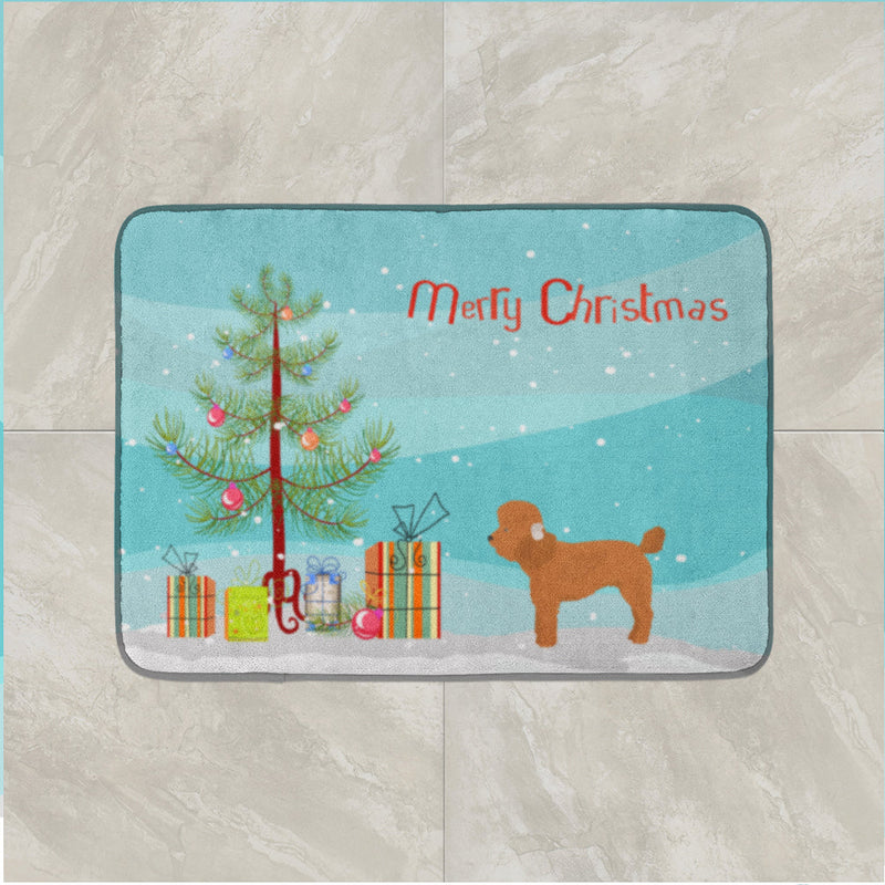 Toy Poodle Christmas Tree Machine Washable Memory Foam Mat CK3479RUG