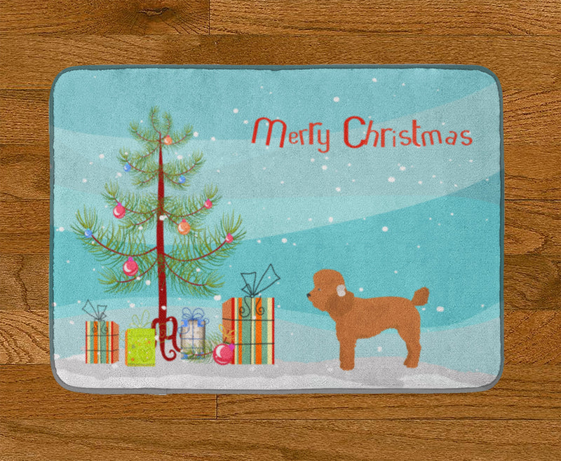 Toy Poodle Christmas Tree Machine Washable Memory Foam Mat CK3479RUG