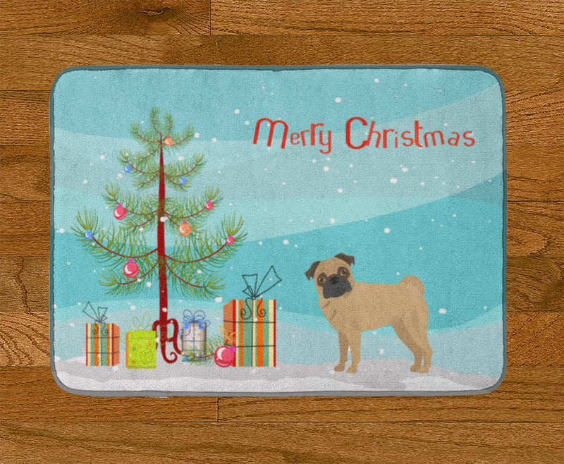 Pug Christmas Tree Machine Washable Memory Foam Mat CK3481RUG