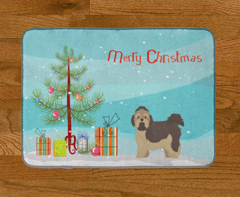 Russian Tsvetnaya Bolonka Lap Dog  Christmas Tree Machine Washable Memory Foam Mat CK3483RUG