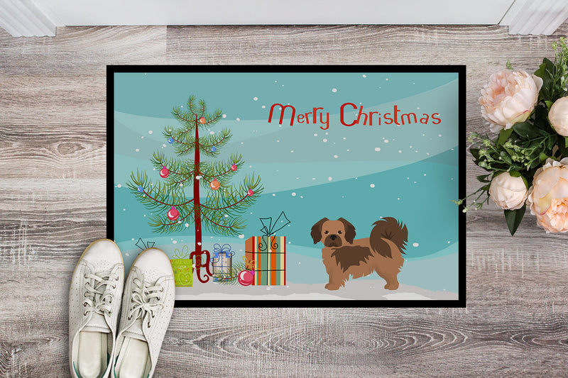 Tibetan Spaniel Christmas Tree Doormat - 24x36 Decorative Floor Mat – Indoor/Outdoor Rug with Artistic Flair CK3488JMAT