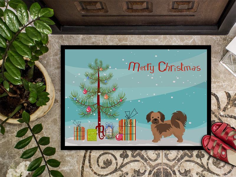 Tibetan Spaniel Christmas Tree Doormat - 24x36 Decorative Floor Mat – Indoor/Outdoor Rug with Artistic Flair CK3488JMAT