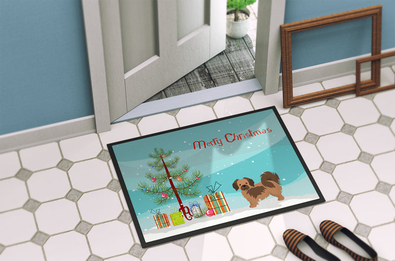 Tibetan Spaniel Christmas Tree Doormat - 24x36 Decorative Floor Mat – Indoor/Outdoor Rug with Artistic Flair CK3488JMAT