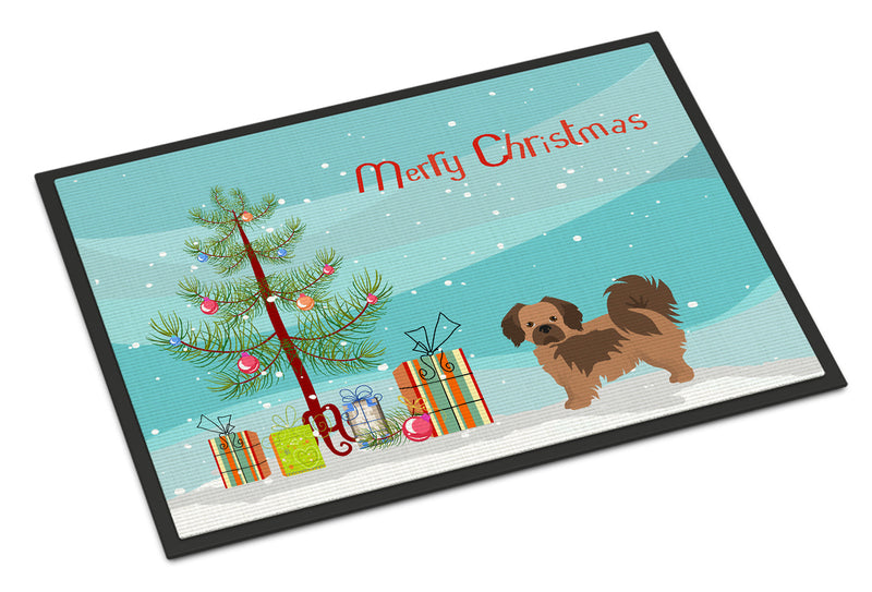 Tibetan Spaniel Christmas Tree Doormat - 24x36 Decorative Floor Mat – Indoor/Outdoor Rug with Artistic Flair CK3488JMAT
