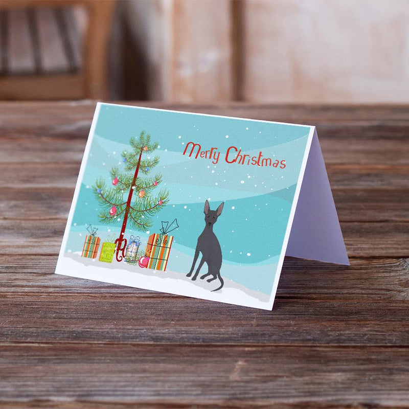 Peruvian Hairless Dog Christmas Tree Greeting Cards and Envelopes Pack of 8