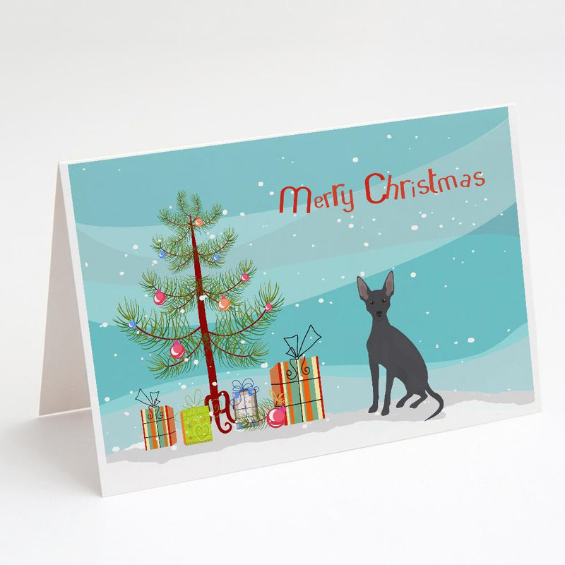 Peruvian Hairless Dog Christmas Tree Greeting Cards and Envelopes Pack of 8