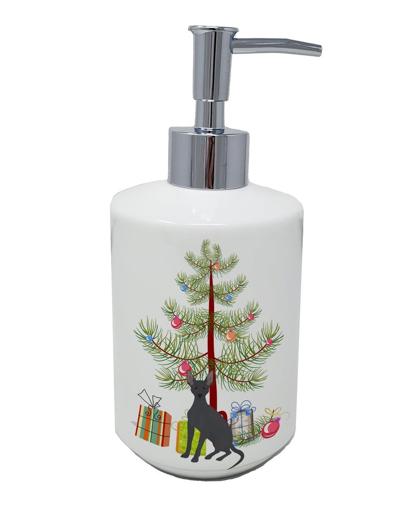 Peruvian Hairless Dog Christmas Tree Ceramic Soap Dispenser