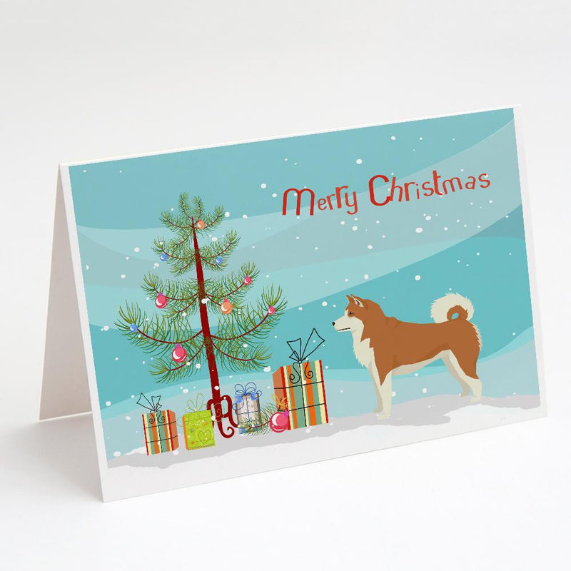 Akita Christmas Tree Greeting Cards and Envelopes Pack of 8