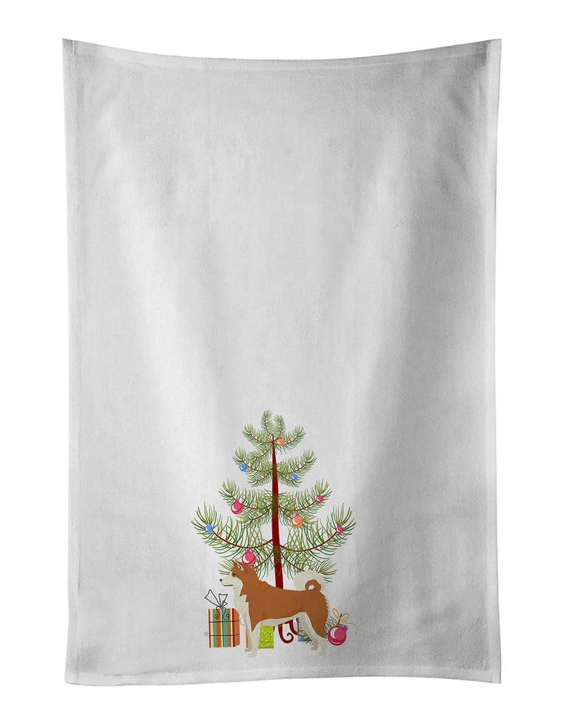 Akita Christmas Tree White Kitchen Towel Set of 2