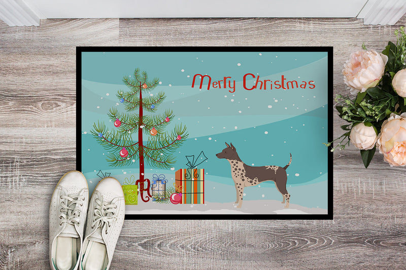 American Hairless Terrier Christmas Tree Doormat - 18x27 Decorative Floor Mat – Indoor/Outdoor Rug with Artistic Flair CK3514MAT
