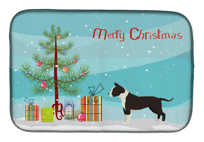 American Staffordshire Terrier Christmas Tree Dish Drying Mat – Absorbent, Artistic Kitchen Essentials CK3515DDM