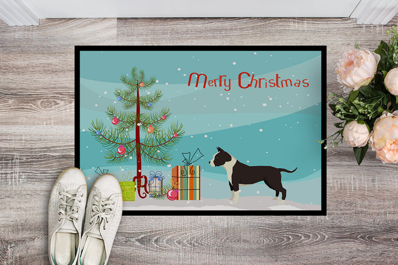 American Staffordshire Terrier Christmas Tree Doormat - 24x36 Decorative Floor Mat – Indoor/Outdoor Rug with Artistic Flair CK3515JMAT