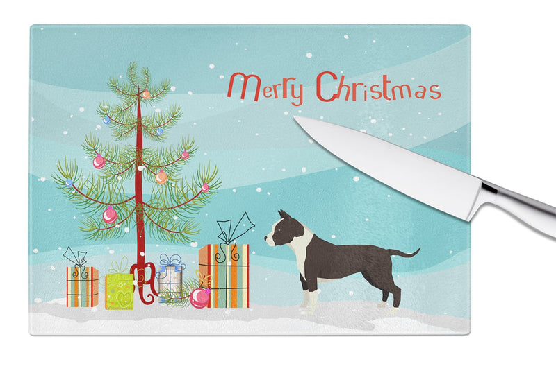 American Staffordshire Terrier Christmas Tree Glass Cutting Boards – Durable, Decorative Kitchen Art Large CK3515LCB