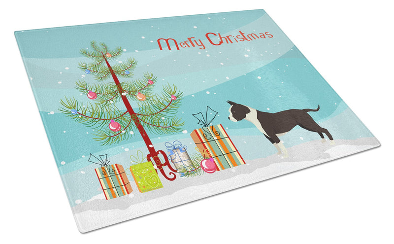 American Staffordshire Terrier Christmas Tree Glass Cutting Boards – Durable, Decorative Kitchen Art Large CK3515LCB