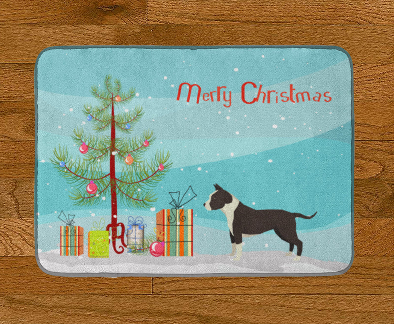 American Staffordshire Terrier Christmas Tree Machine Washable Memory Foam Mat CK3515RUG