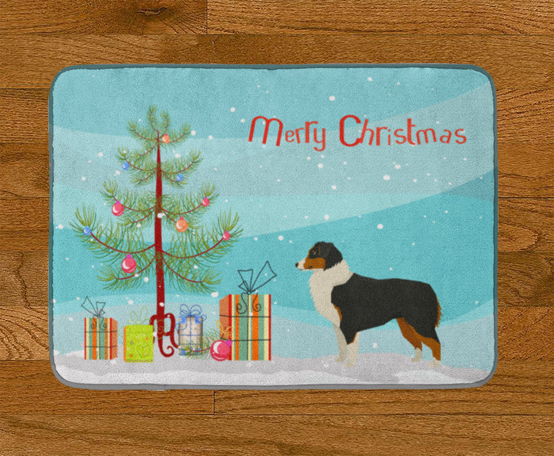 Australian Shepherd Christmas Tree Machine Washable Memory Foam Mat CK3516RUG