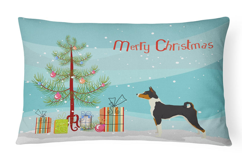 Basenji Christmas Tree Canvas Fabric Decorative Pillow CK3517PW1216