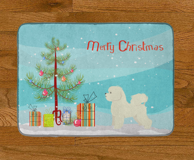 Bichon Frise Christmas Tree Machine Washable Memory Foam Mat CK3521RUG