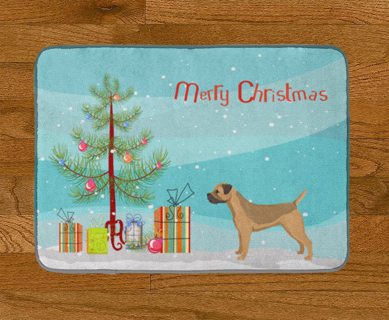 Border Terrier Christmas Tree Machine Washable Memory Foam Mat CK3523RUG