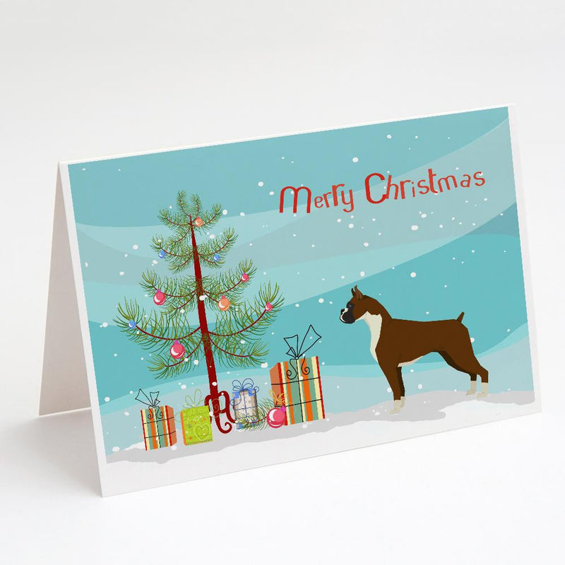 Boxer Christmas Tree Greeting Cards and Envelopes Pack of 8