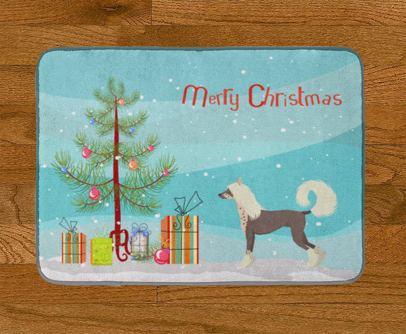 Chinese Crested Christmas Tree Machine Washable Memory Foam Mat CK3531RUG