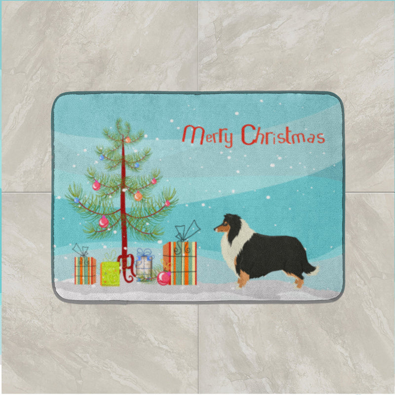 Collie Christmas Tree Machine Washable Memory Foam Mat CK3532RUG