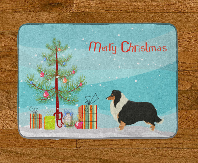 Collie Christmas Tree Machine Washable Memory Foam Mat CK3532RUG