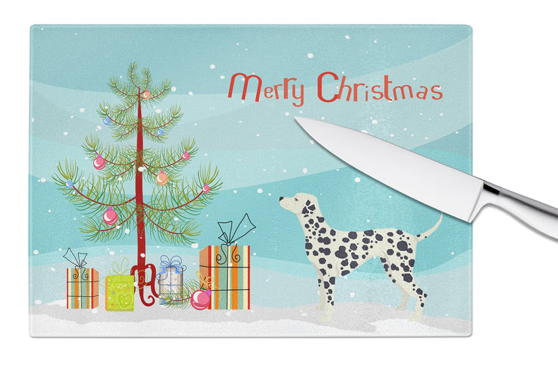 Dalmatian Christmas Tree Glass Cutting Board Large CK3534LCB