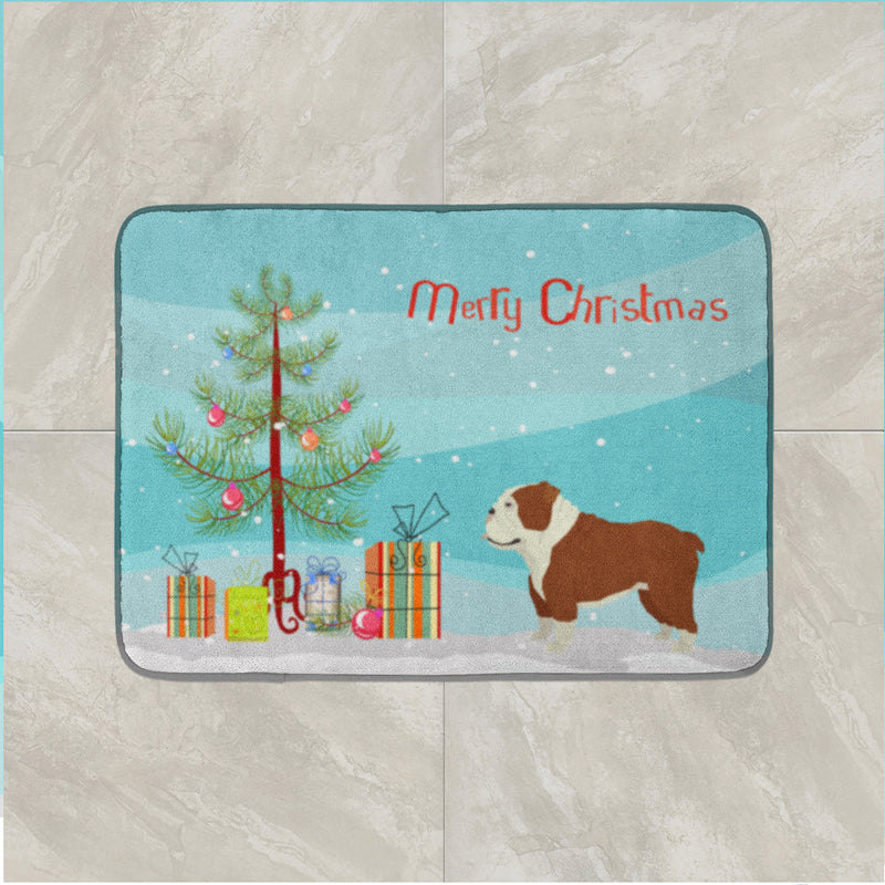 English Bulldog Christmas Tree Machine Washable Memory Foam Mat CK3536RUG