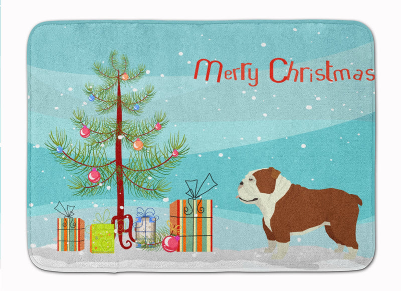 English Bulldog Christmas Tree Machine Washable Memory Foam Mat CK3536RUG