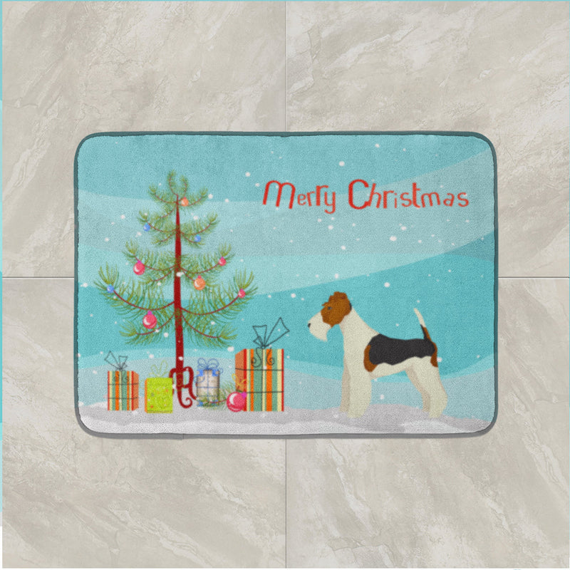 Fox Terrier Christmas Tree Machine Washable Memory Foam Mat CK3538RUG