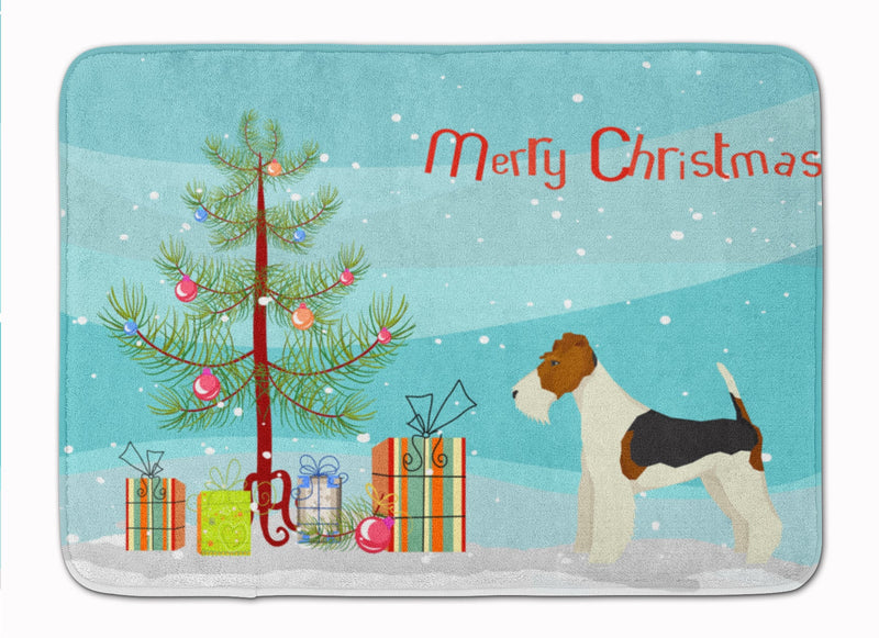 Fox Terrier Christmas Tree Machine Washable Memory Foam Mat CK3538RUG