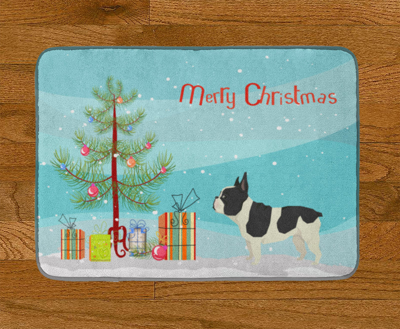 French Bulldog Christmas Tree Machine Washable Memory Foam Mat CK3539RUG