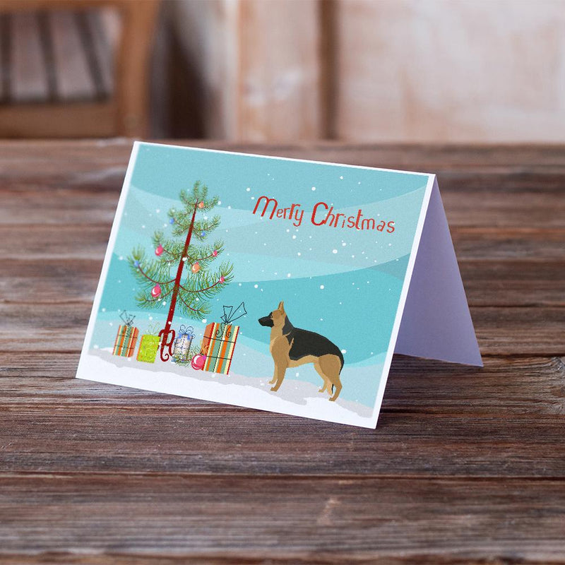 German Shepherd Christmas Tree Greeting Cards and Envelopes Pack of 8