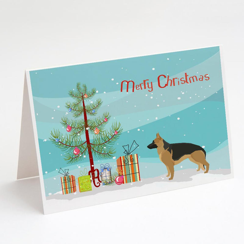 German Shepherd Christmas Tree Greeting Cards and Envelopes Pack of 8