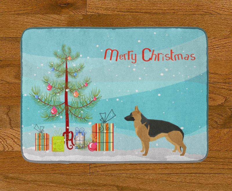 German Shepherd Christmas Tree Machine Washable Memory Foam Mat CK3540RUG