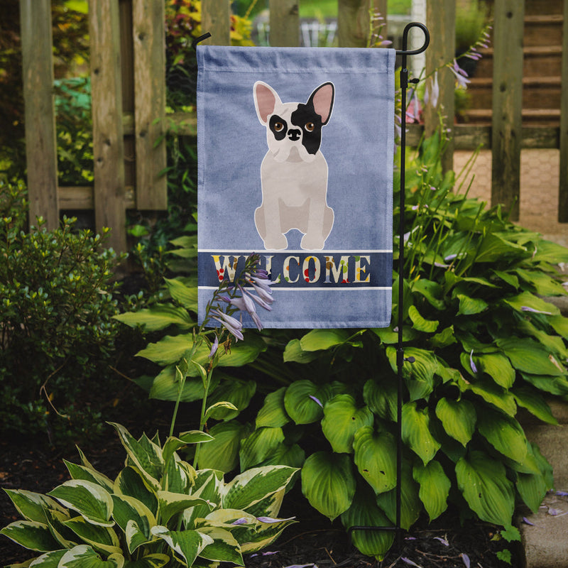 Black and White French Bulldog Welcome Garden Flag – Decorative Outdoor Yard Flag CK3692GF