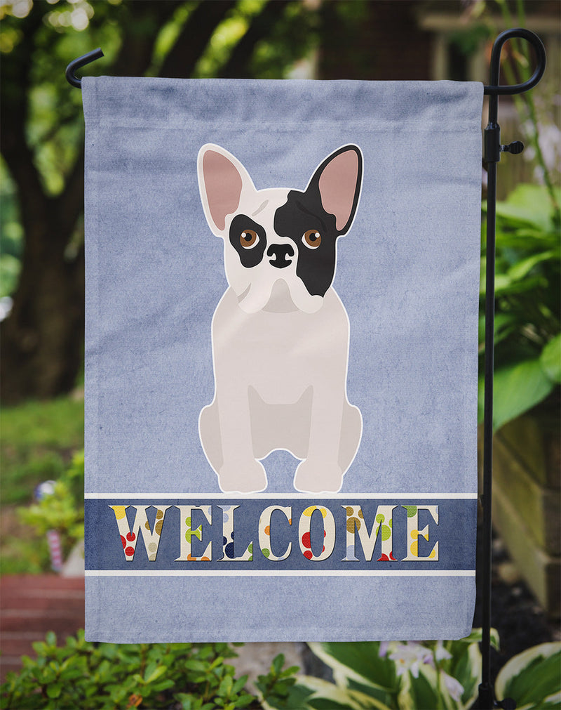 Black and White French Bulldog Welcome Garden Flag – Decorative Outdoor Yard Flag CK3692GF