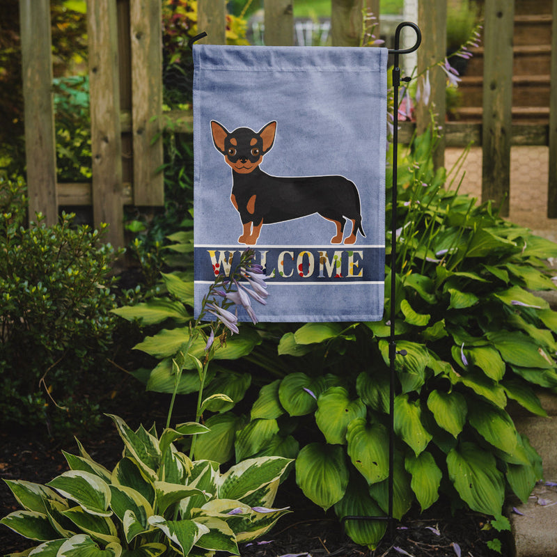 Black and Tan Chiweenie Welcome Garden Flag – Decorative Outdoor Yard Flag CK3722GF