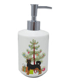 Akita Shepherd Black and Tan Christmas Tree Ceramic Soap Dispenser