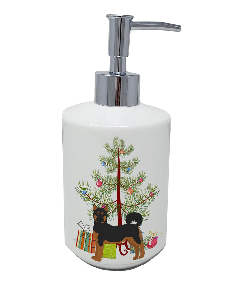 Akita Shepherd Black and Tan Christmas Tree Ceramic Soap Dispenser